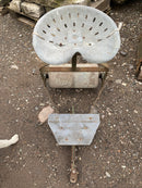 Vintage garden mower tractor towed lawn roller with seat