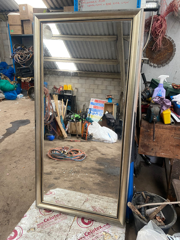 Large clear rectangular framed mirror