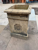 Buff square panelled chimney pot